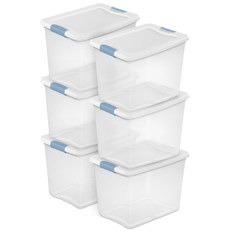 Sterilite 25-quart latching box under-bed with lid for discreet storage.