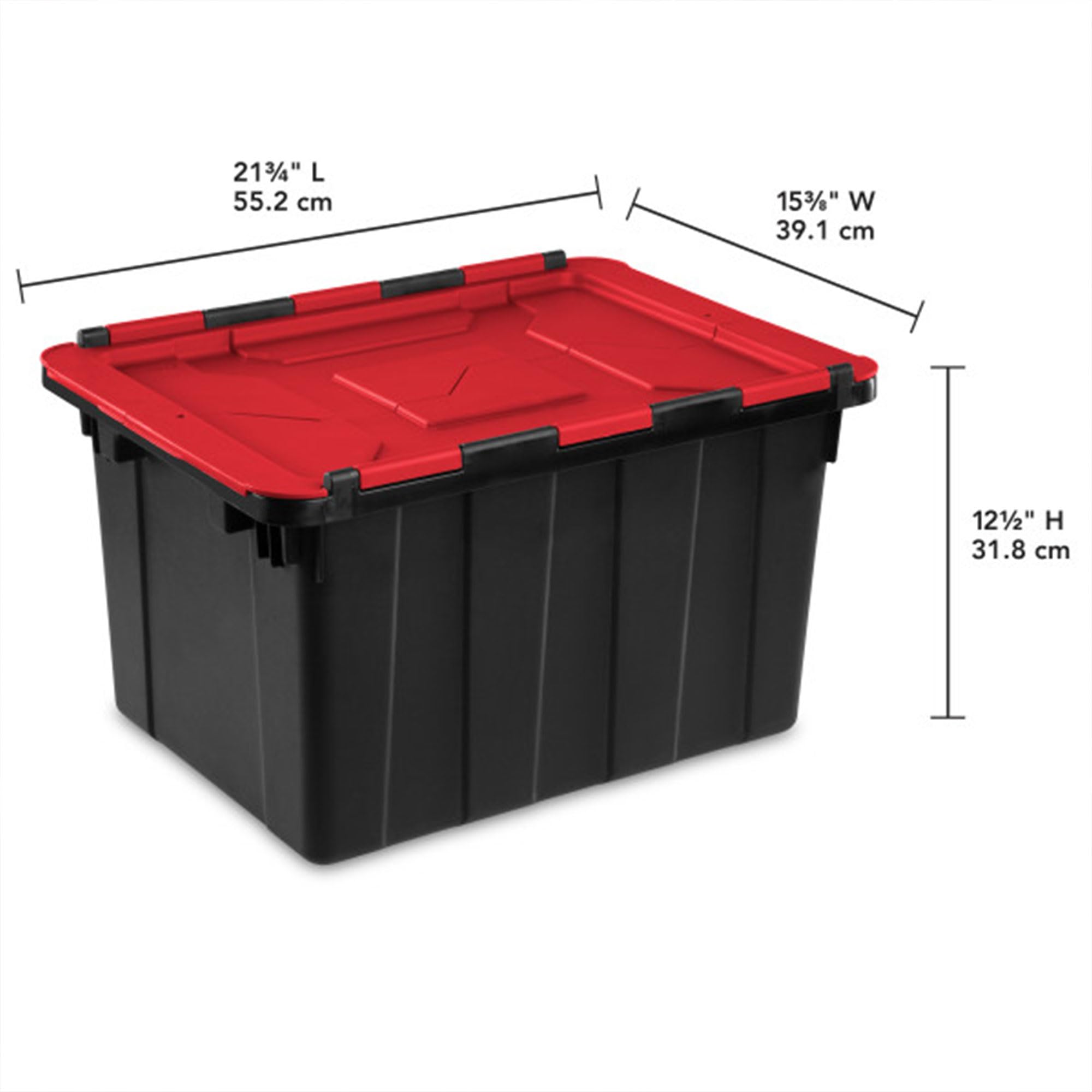 Sterilite tote featuring contoured handles for comfortable carrying