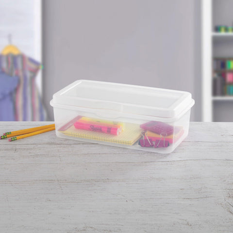 Sterilite clear plastic storage for crafts and supplies.