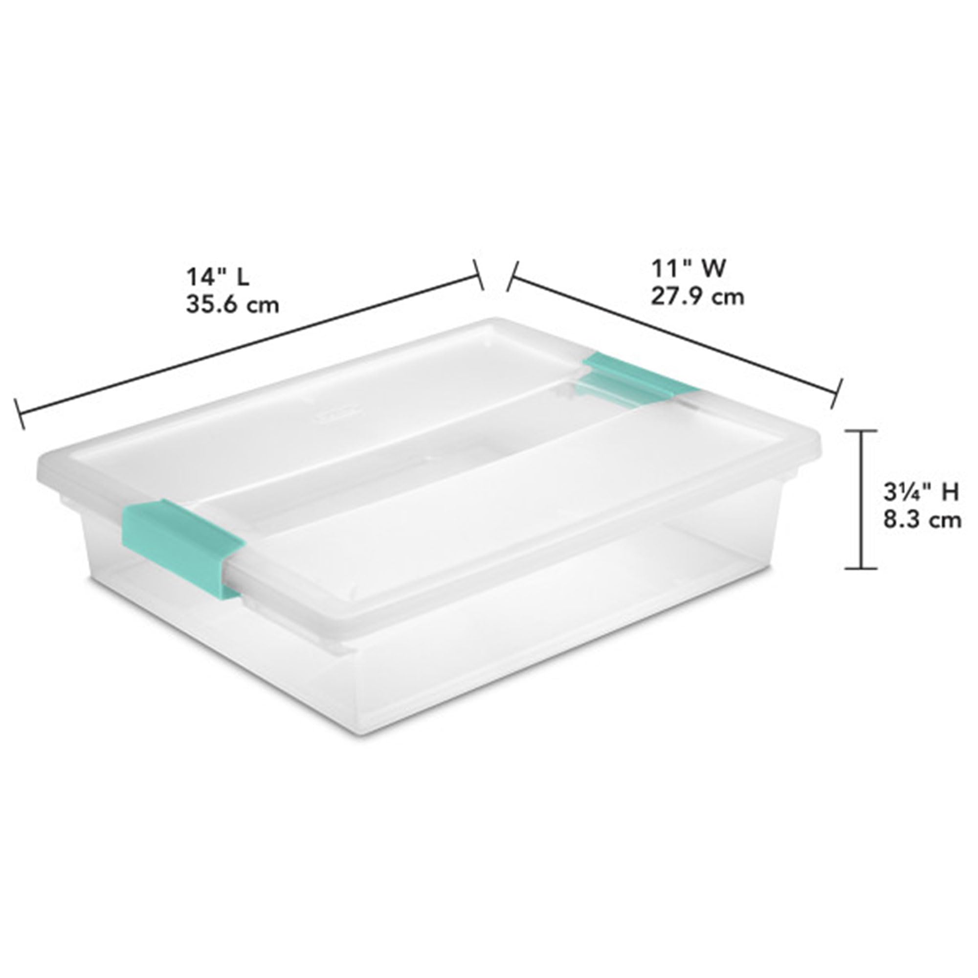 Sterilite clip box clear lid view for easy content checks.