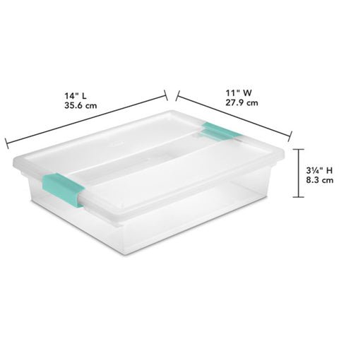 Sterilite clip box clear lid view for easy content checks.