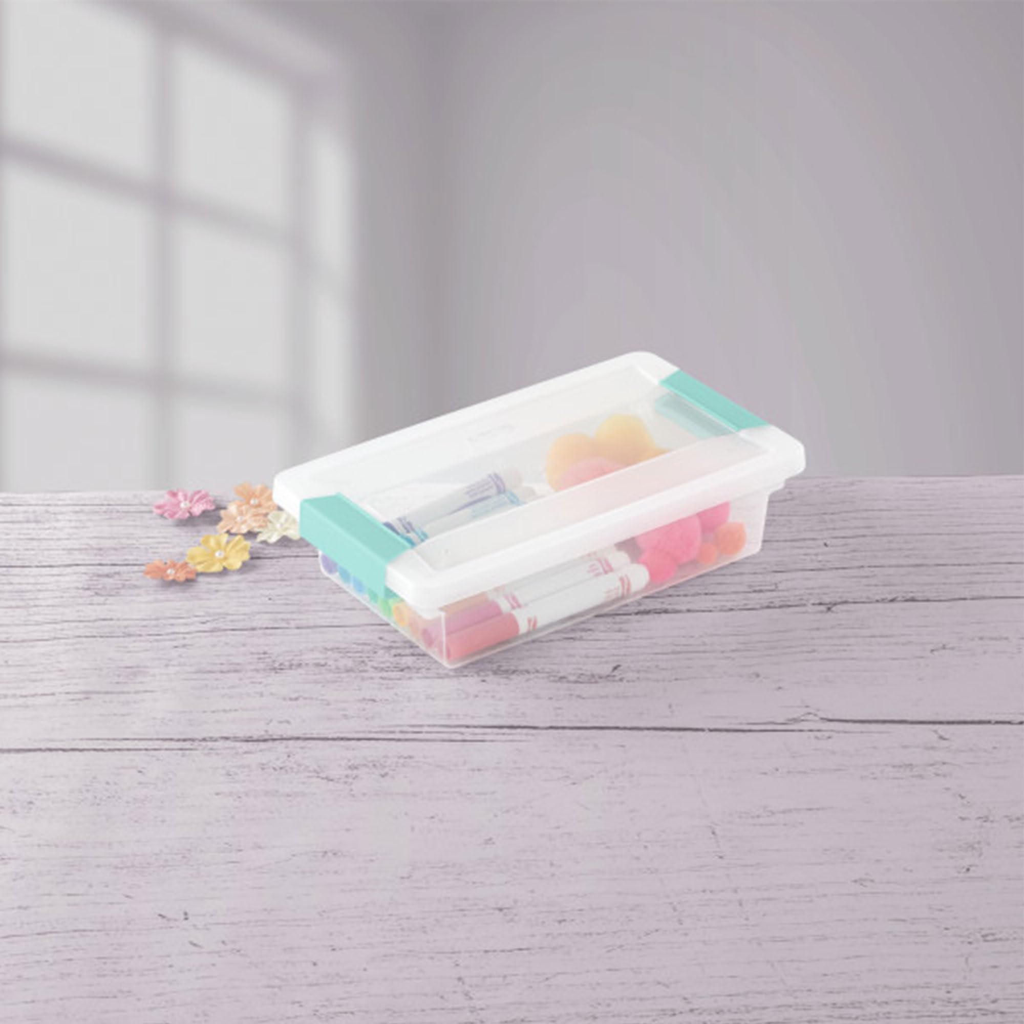 Sterilite compact storage idea helps keep spaces tidy.