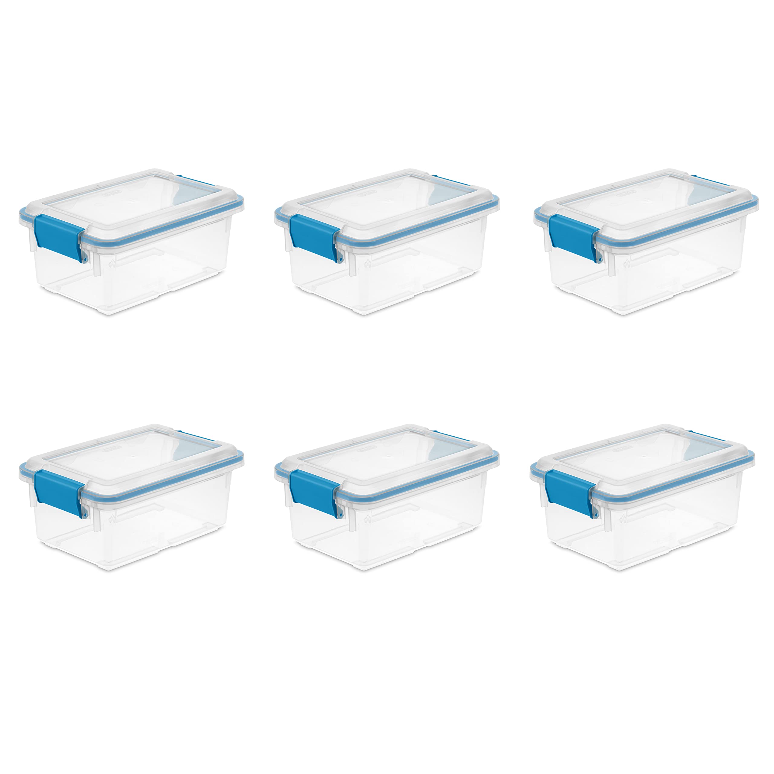 Sterilite gasket box with a latching lid keeps contents secure and dust-free.