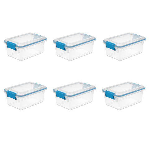 Sterilite gasket box with a latching lid keeps contents secure and dust-free.