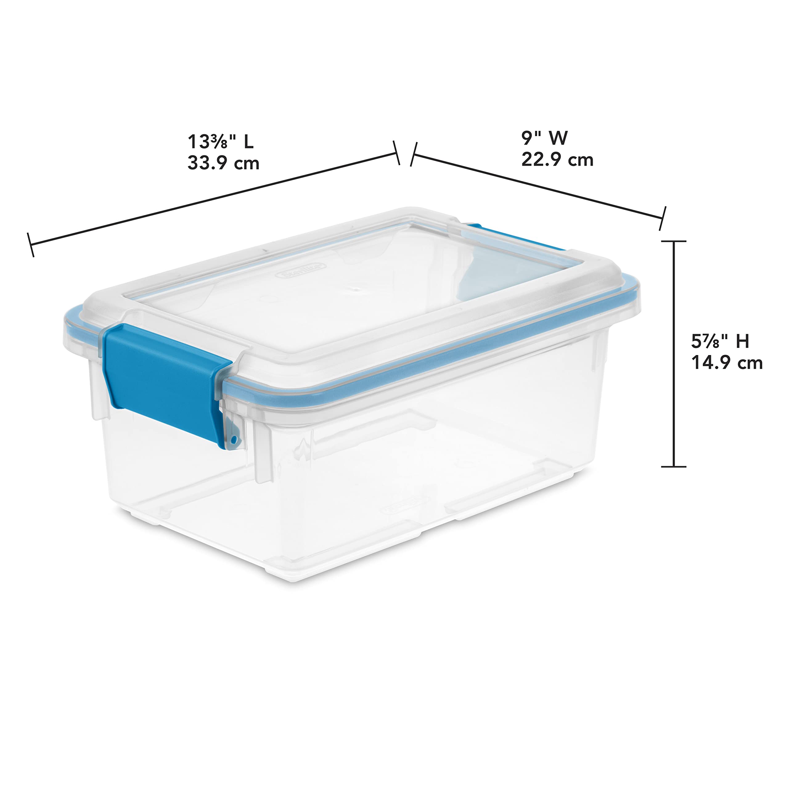 Sterilite gasket box sealed container protects photos and keepsakes from moisture.