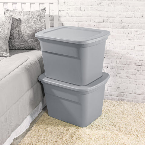 Sterilite indexed lid enables stable stacking on shelves for better space use.
