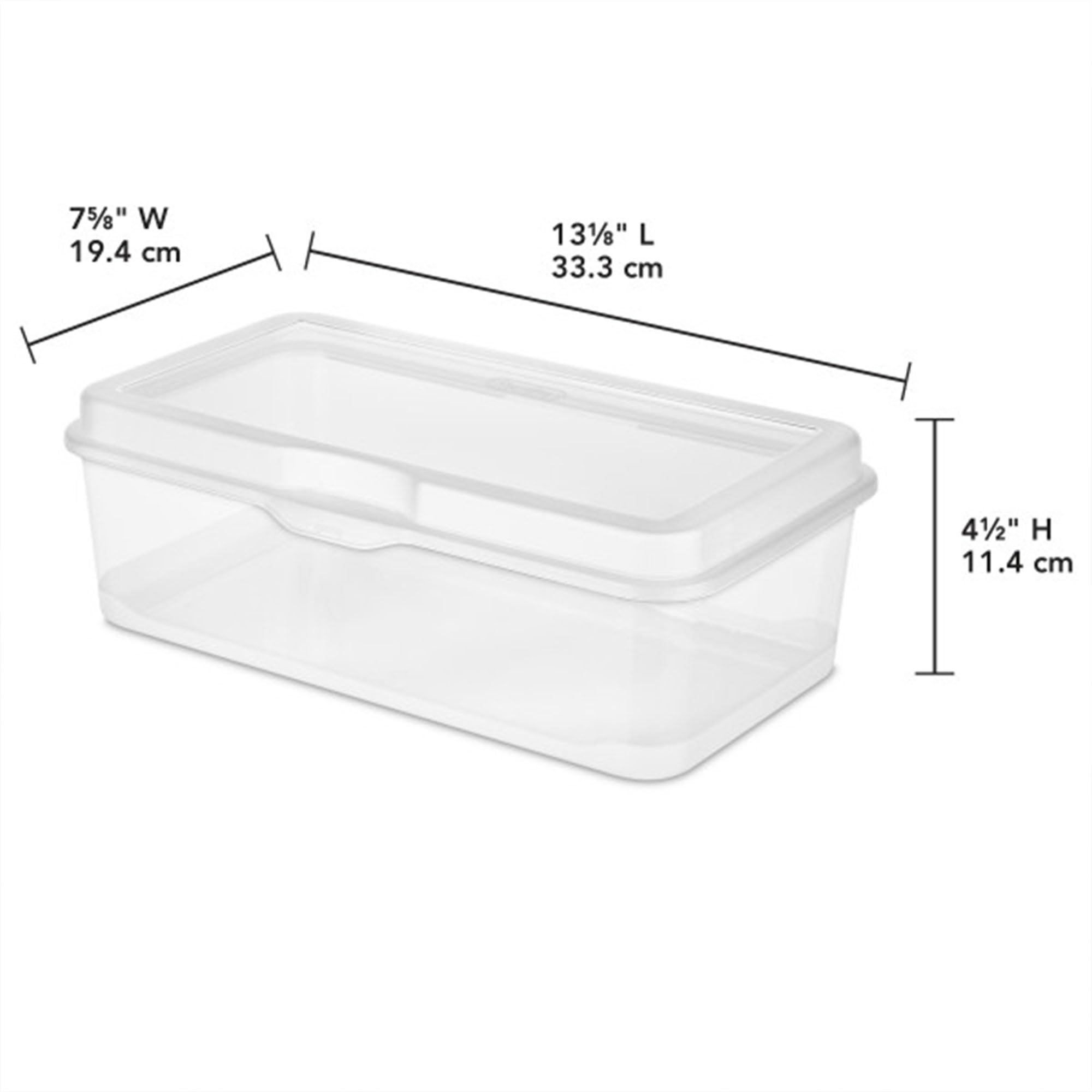 Sterilite large rectangular flip-top lid open for easy one-handed access.