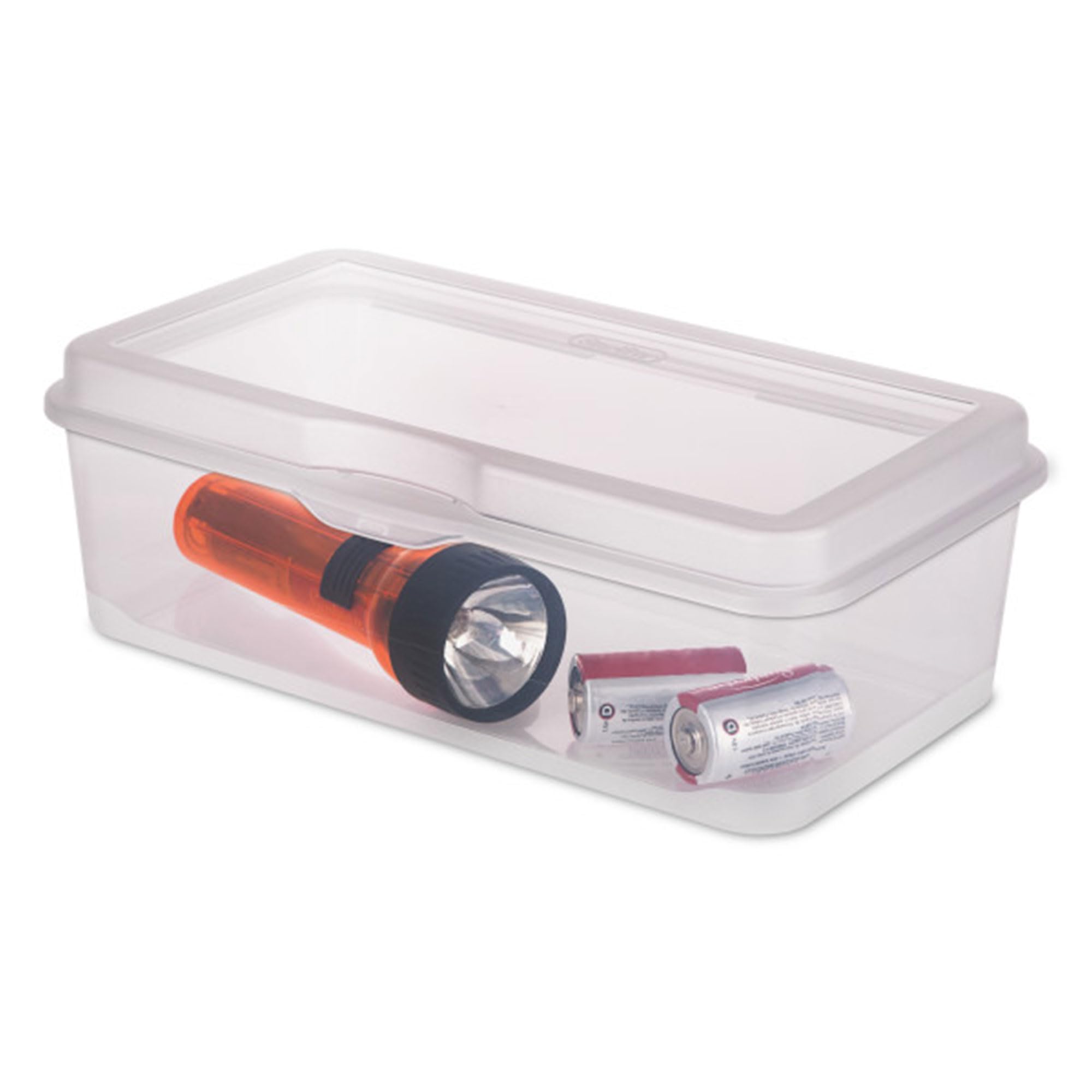 Sterilite lid secure snaps shut to prevent accidental openings.