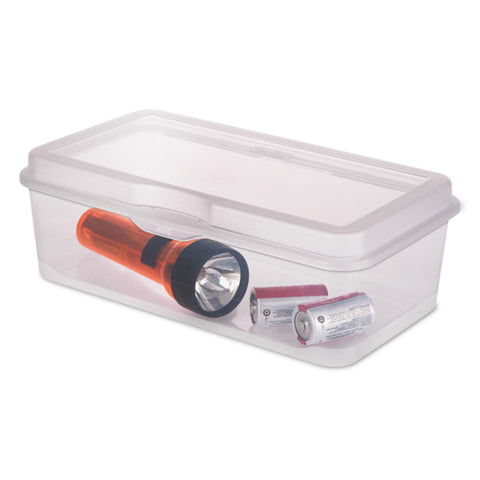 Sterilite lid secure snaps shut to prevent accidental openings.