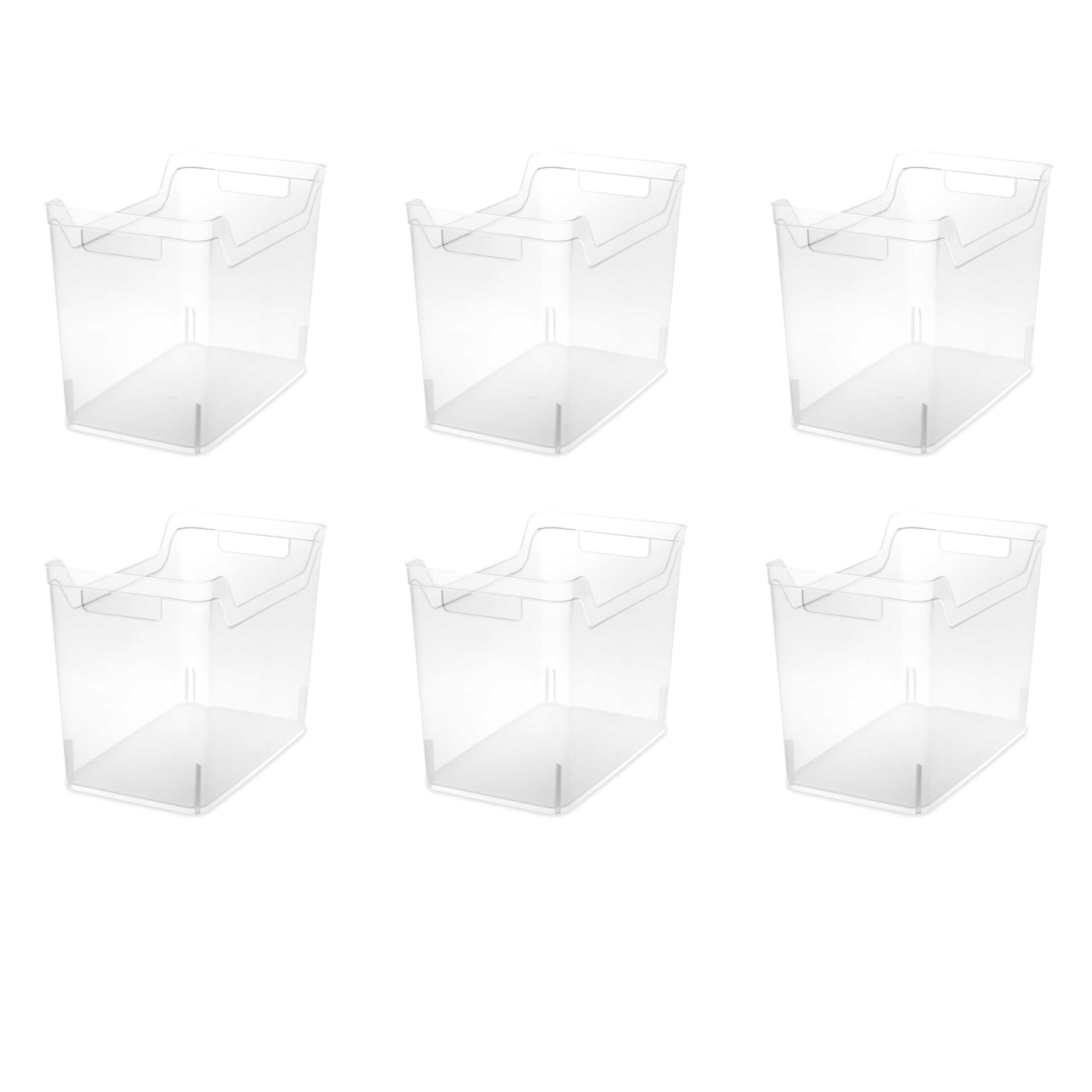 Sterilite medium bin on a standard shelf for quick access and visibility