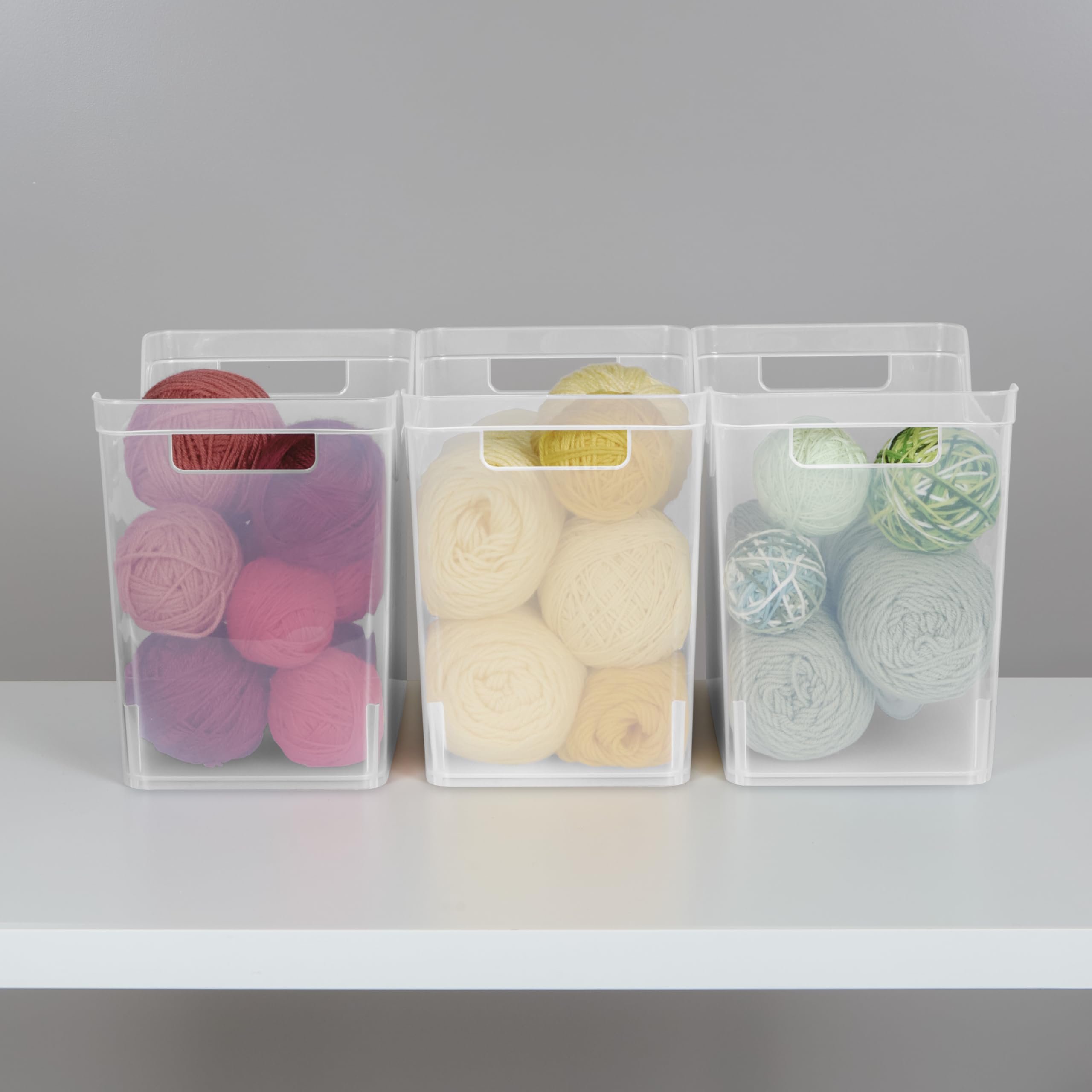 Sterilite medium bin stepped rim supports heavier items for stability on shelves