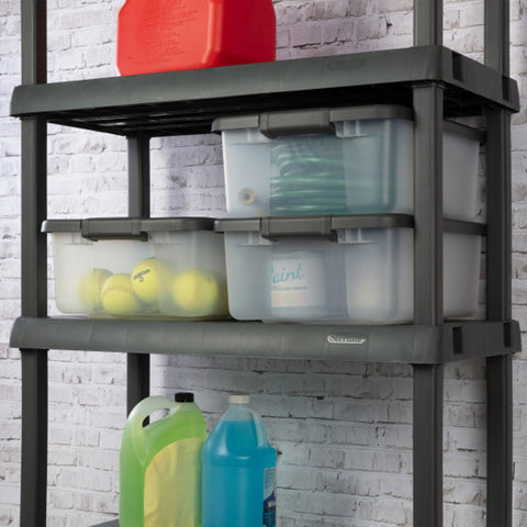 Sterilite ShelfTote office storage bin with supplies neatly arranged.