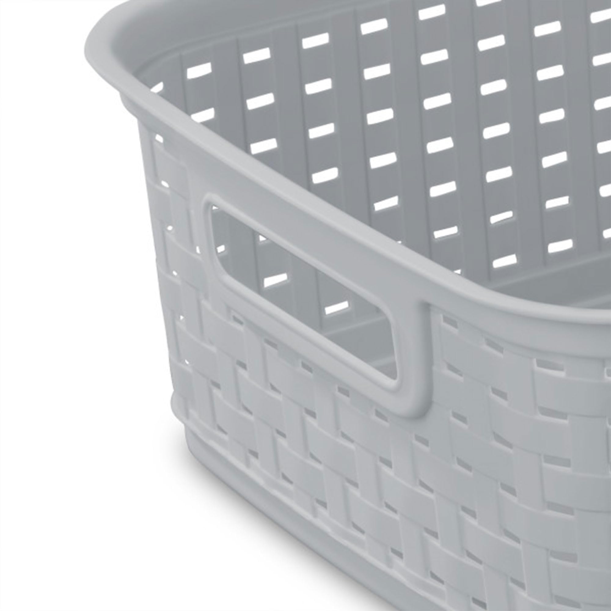Sterilite short plastic weave basket dimensions on spot for planning.