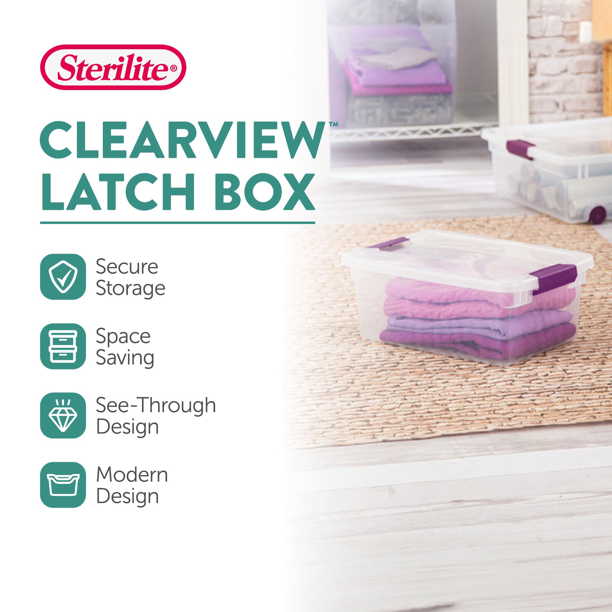 Sterilite stackable storage bin with lids saves vertical space for organized rooms