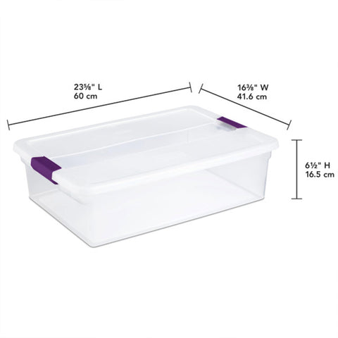 Sterilite Sweet Plum latches closeup highlighting secure stacking.