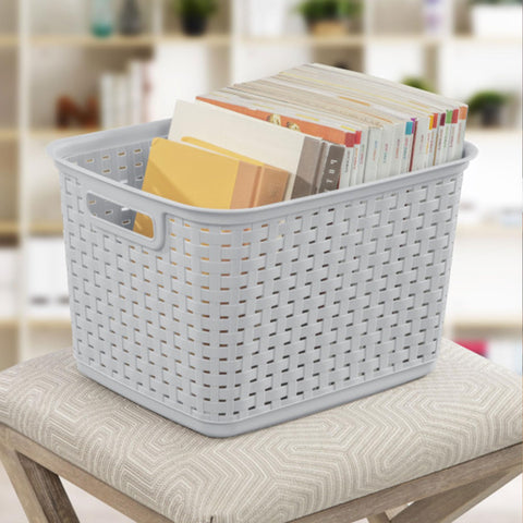 Sterilite laundry room basket keeps detergents and accessories tidy.