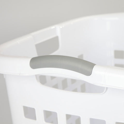 Sterilite Ultra Easy Carry Hamper stacked with other baskets for tidy closet organization.