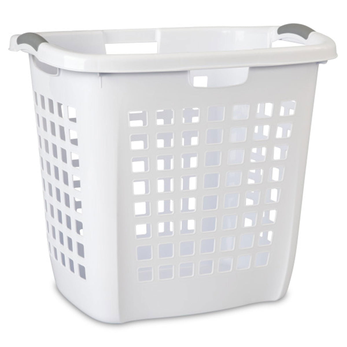 Sterilite Ultra Easy Carry Hamper front view shows comfortable handles and ventilation.