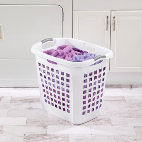 Sterilite Ultra Easy Carry Hamper reinforced rim indicating durable lifting for large loads.