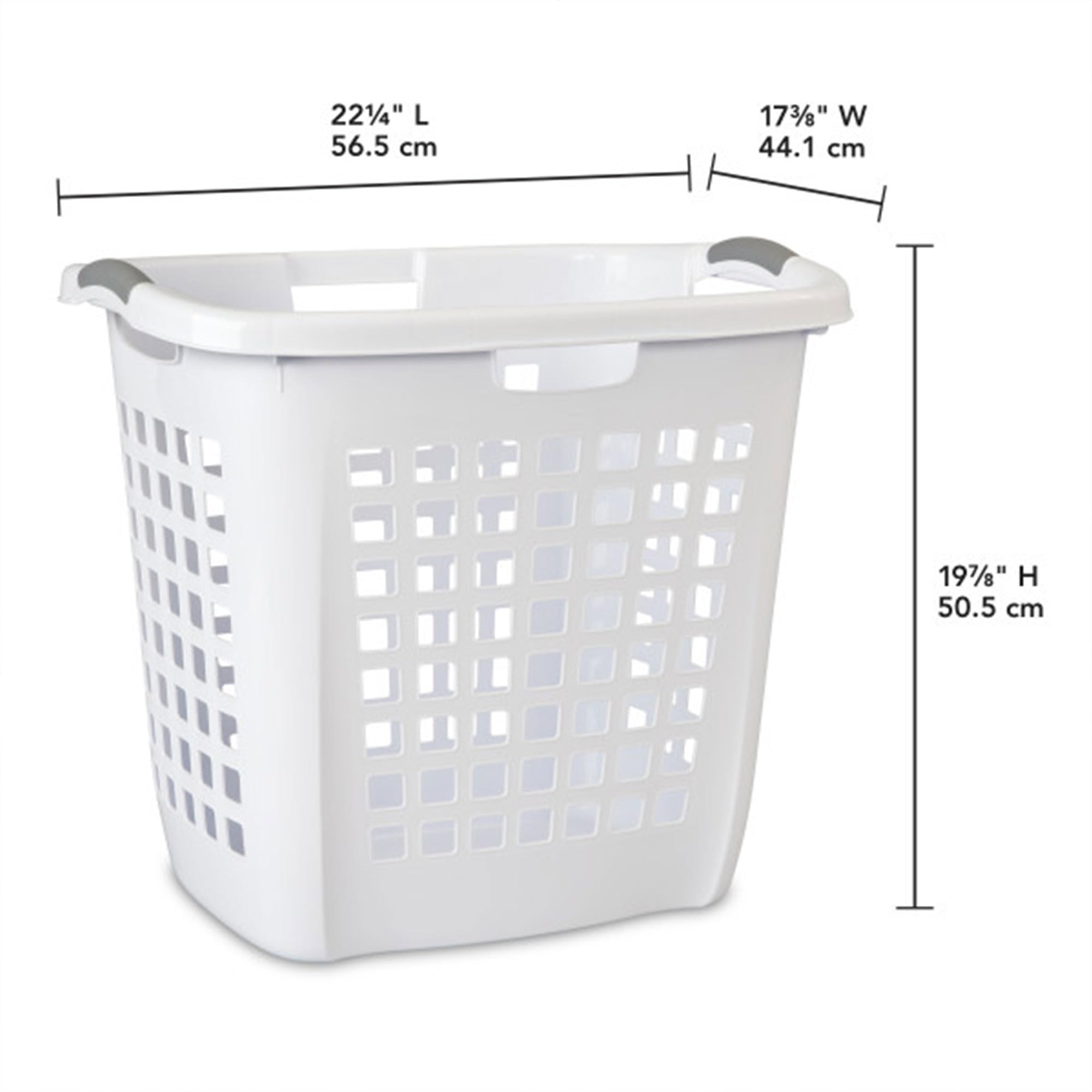 Sterilite Ultra Easy Carry Hamper side view highlighting integrated four-way handles.