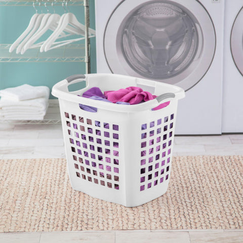 Sterilite Ultra Easy Carry Hamper ventilated square pattern aiding airflow and odor control.
