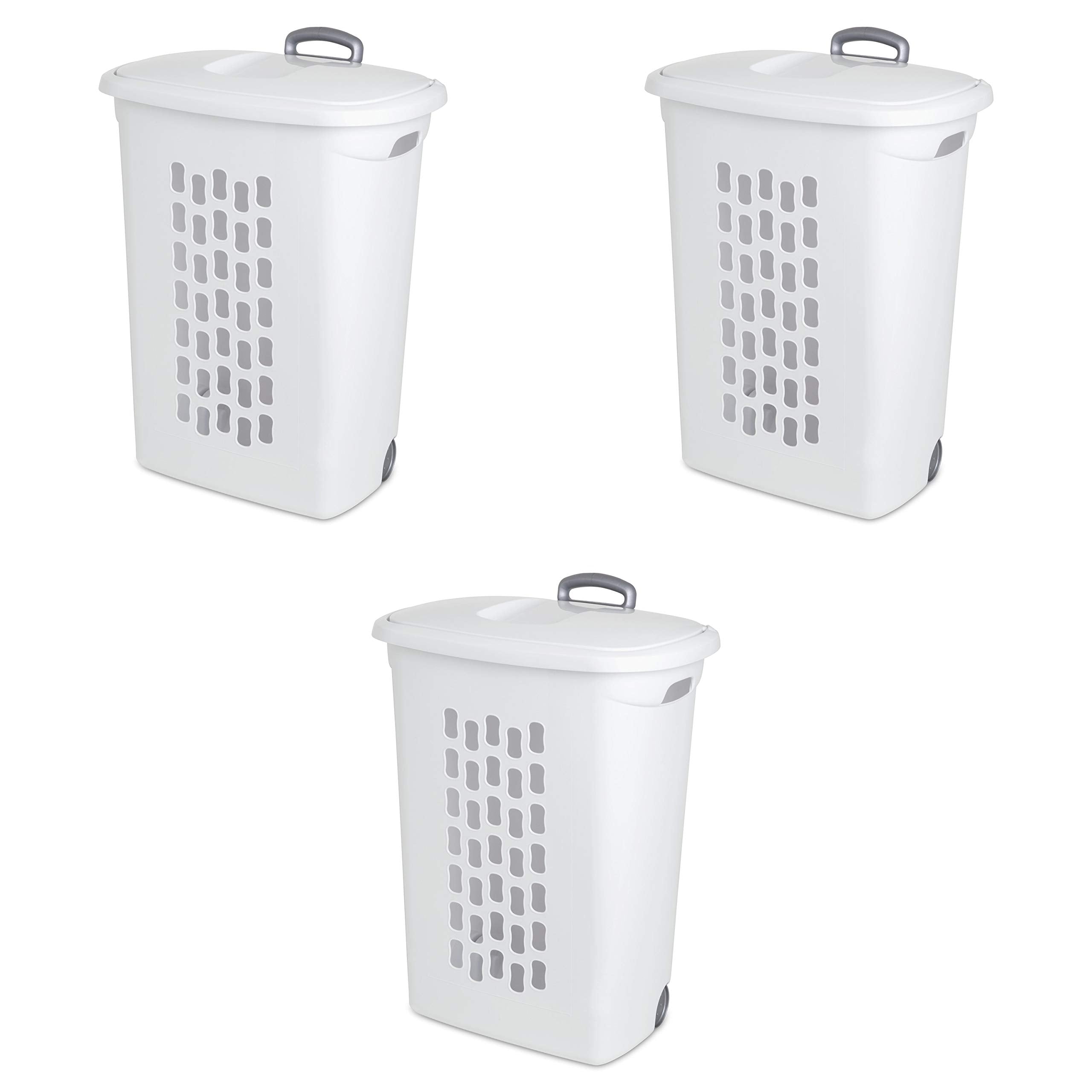 Sterilite Ultra Wheeled Hamper with Flip Top Lid for easy transport of full loads