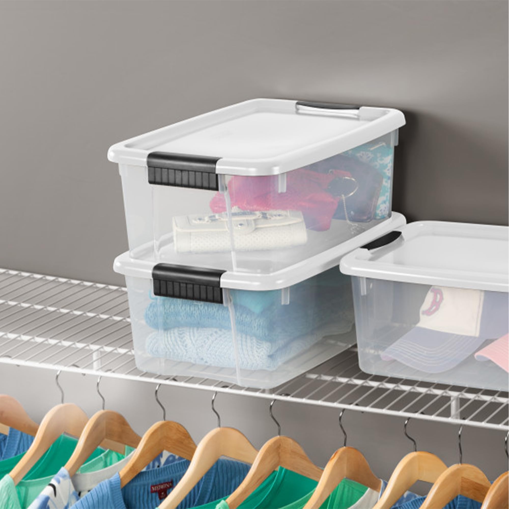 Sterilite visible-base storage bin ideal for quick identification
