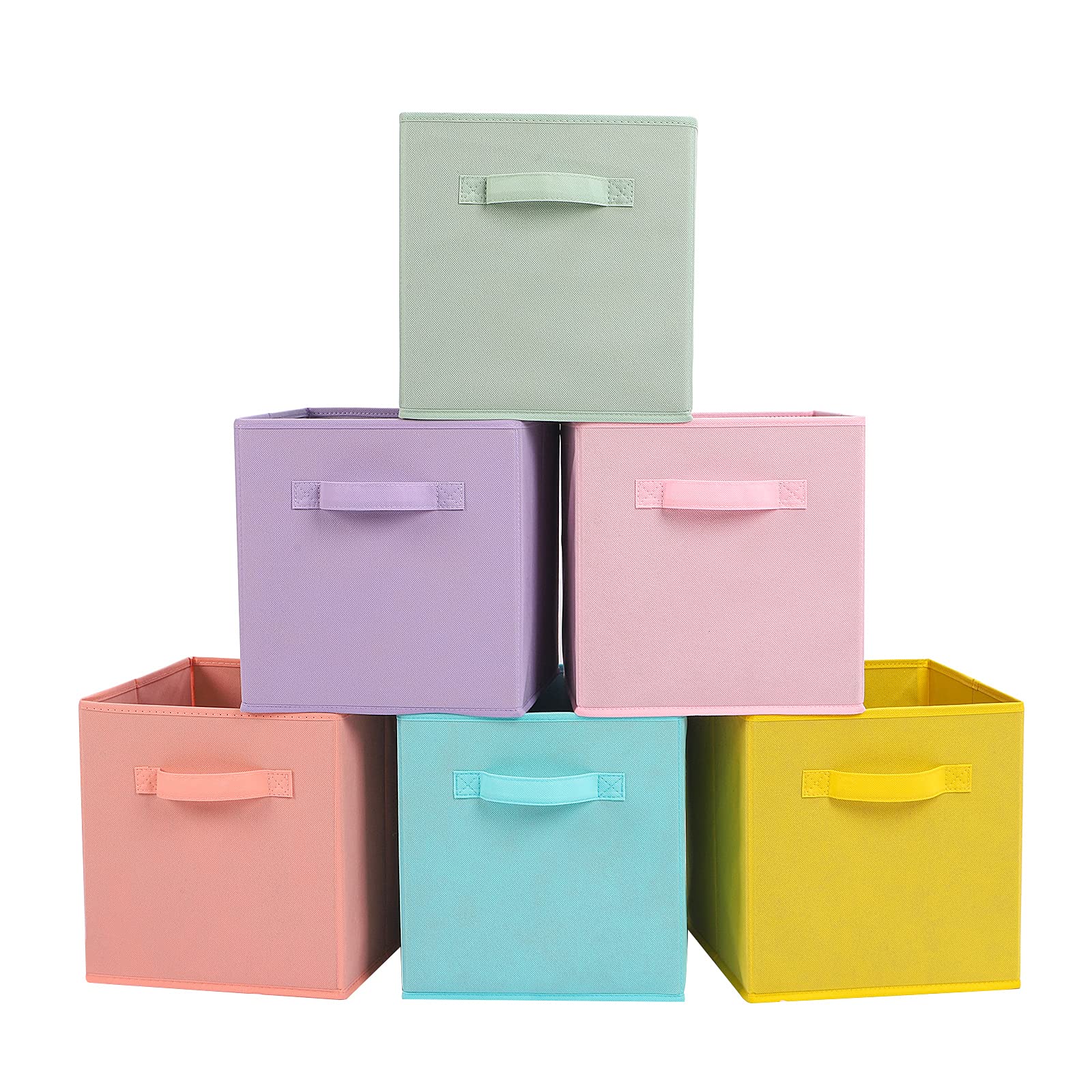 Stero Fabric Storage Bins front view in cyan for quick access and tidy shelves.