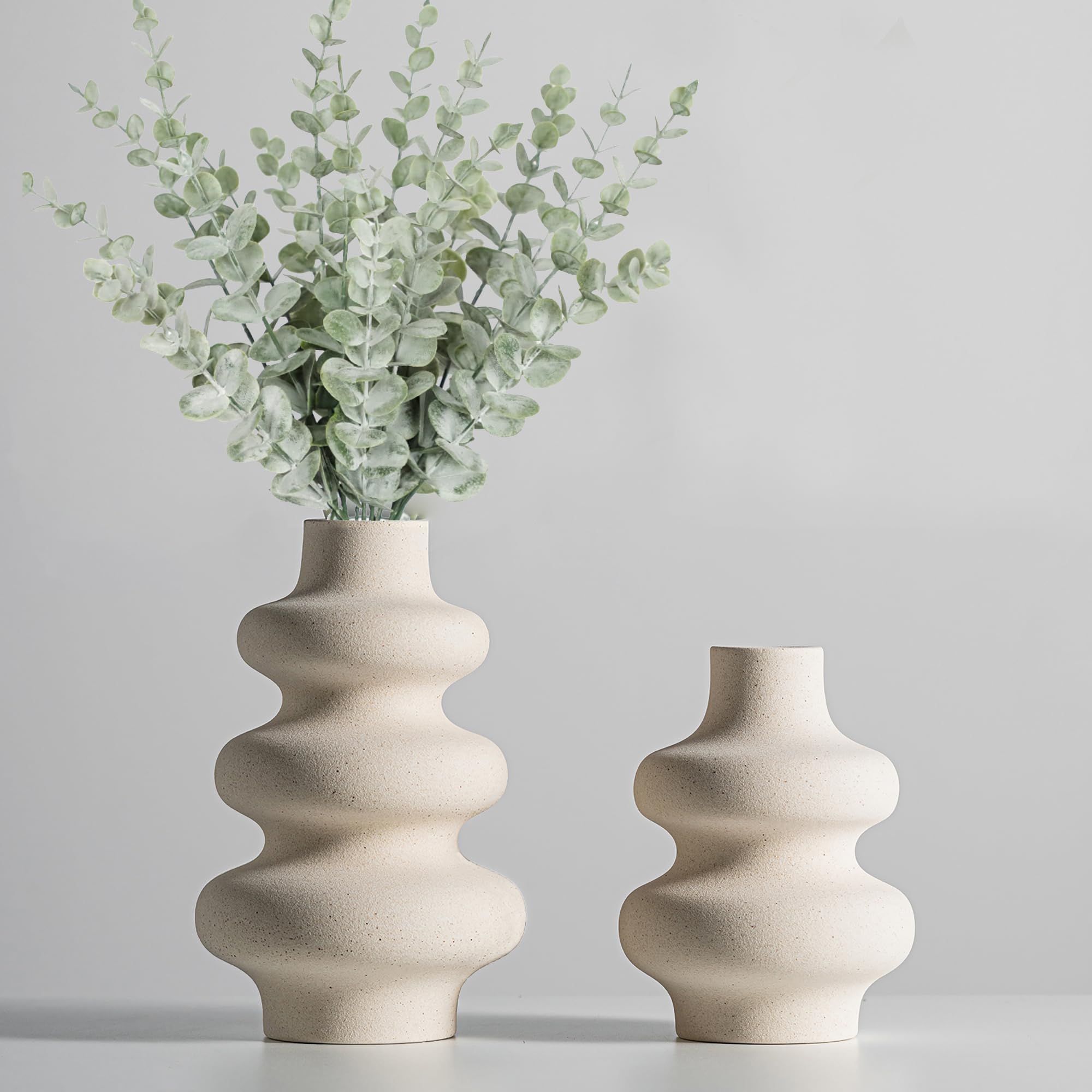 Steviieden Ceramic Vases Set 2 donut design centerpiece for modern tables