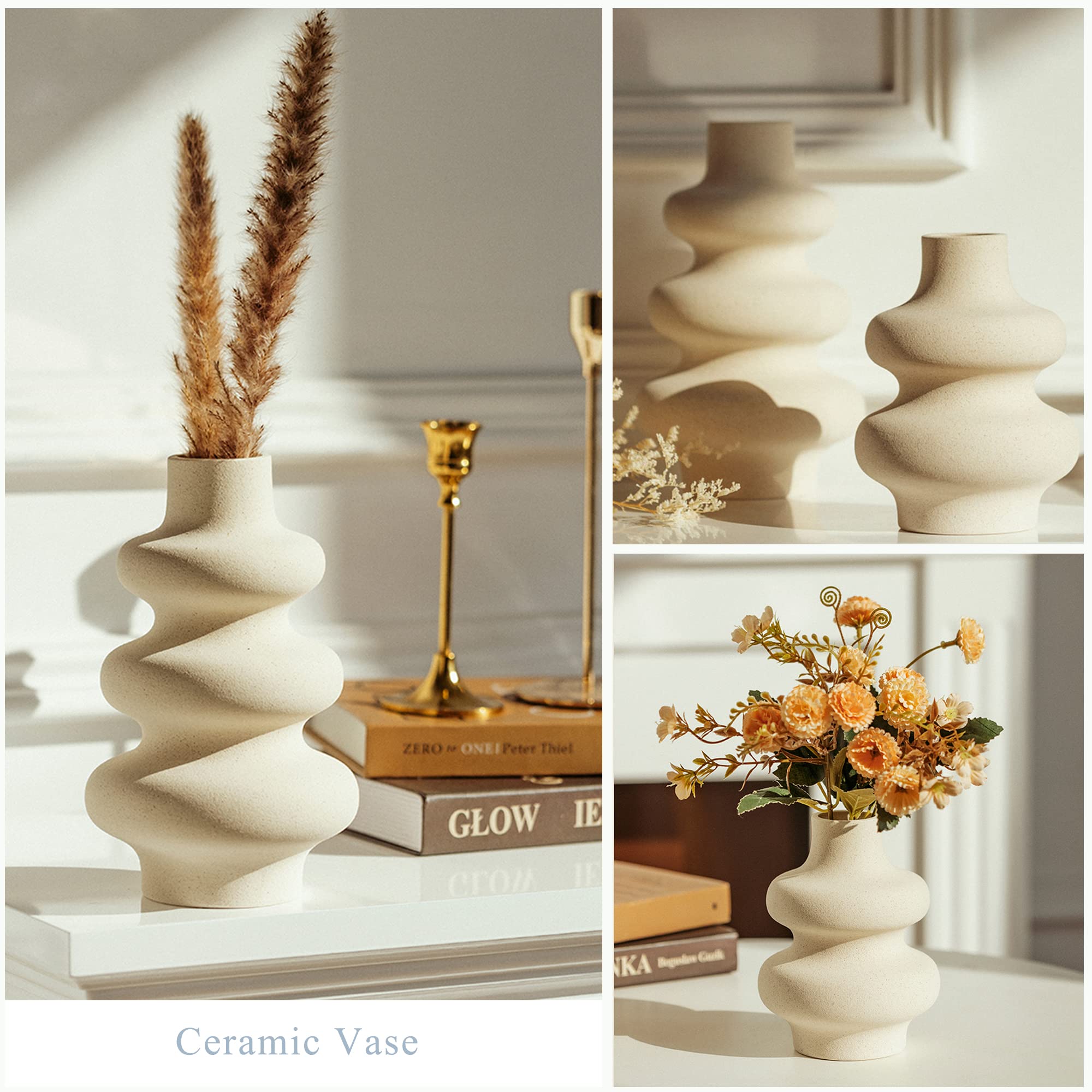 Steviieden vases set 2 frosted textured finish for elegant shelves