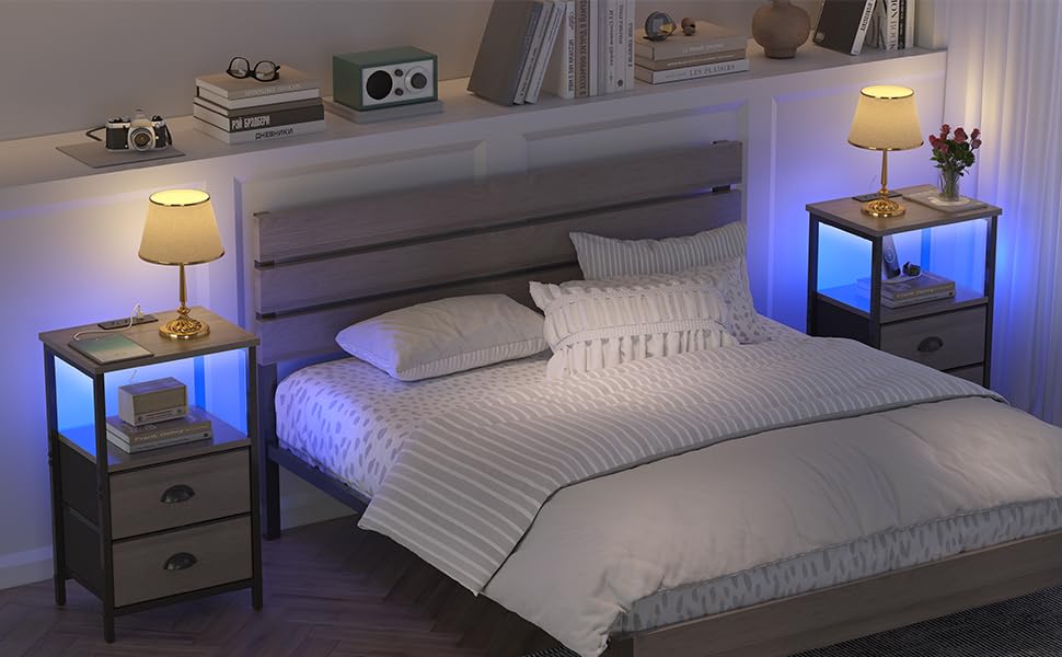 sthmec nightstand bedroom setup, space-saving two-piece arrangement