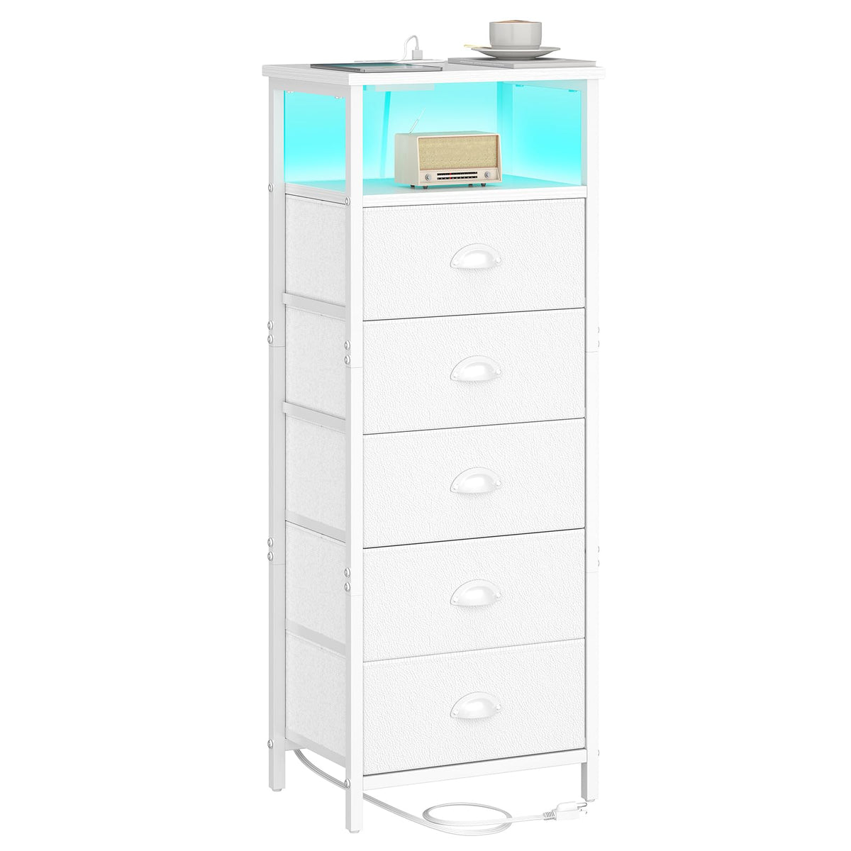 sthmec nightstand with charging station and drawers for easy bedside organization