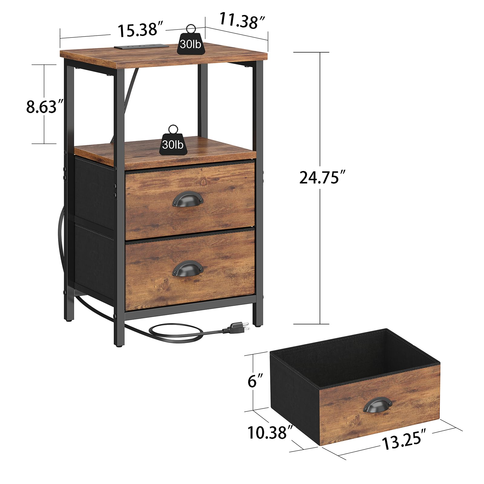 Sthmec nightstand charging station keeps outlets and USB-C within reach for easy device charging.