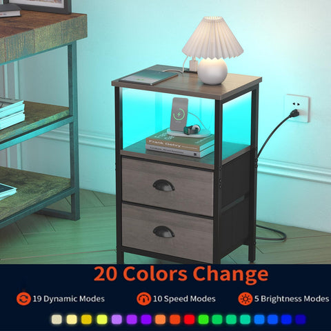 sthmec nightstand fabric interior drawers, soft-touch storage