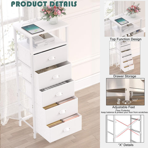 sthmec white nightstand complements bedroom decor while reducing clutter