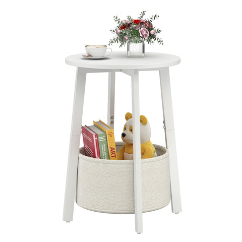 sthmec round end table white, top-view highlighting compact design for small spaces.
