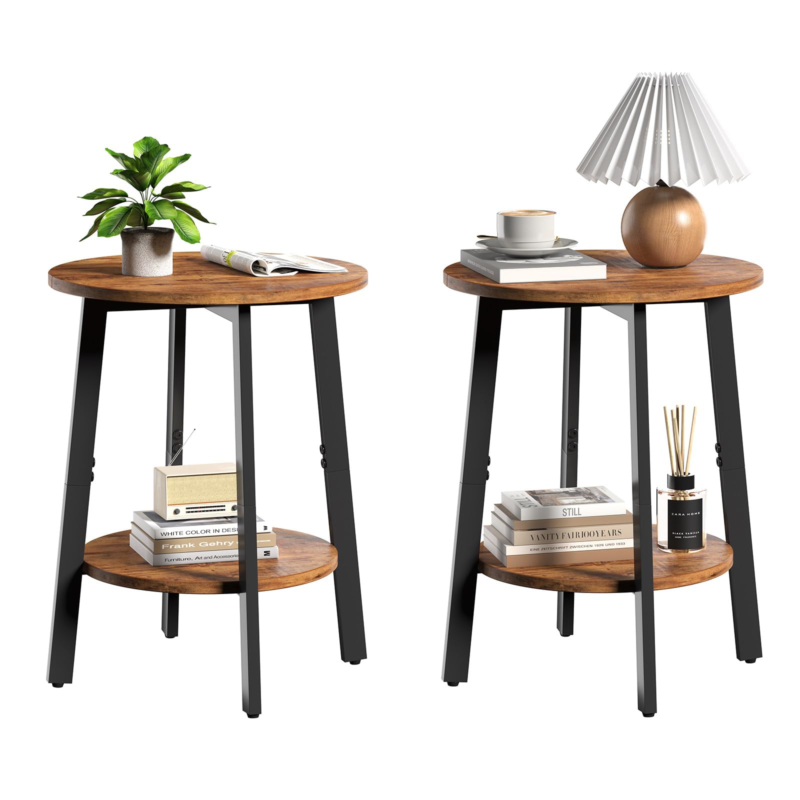 sthmec side table set of two, round-end design, ideal for compact living areas.