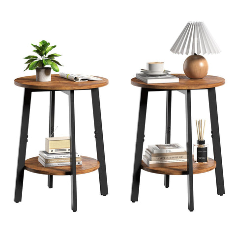 sthmec side table set of two, round-end design, ideal for compact living areas.