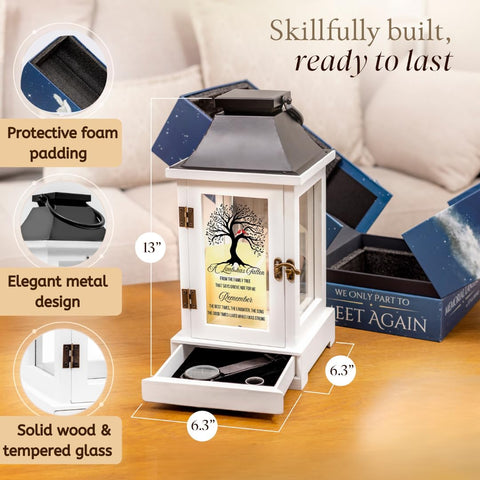 STILLWIND memorial lantern remote control enables easy brightness and timer adjustments