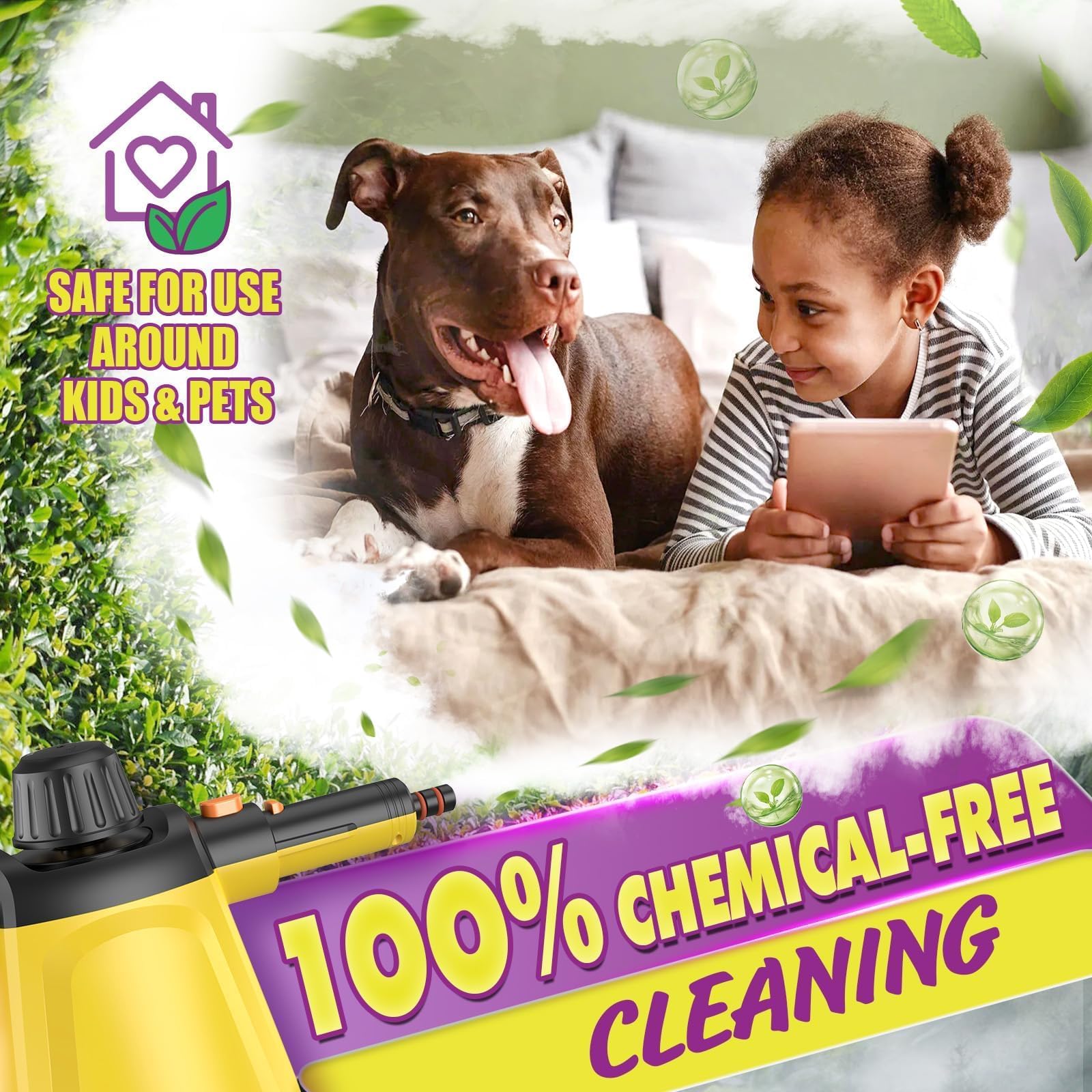 STMWORLD 9.8 ft cord extending reach for easier cleaning around furniture.