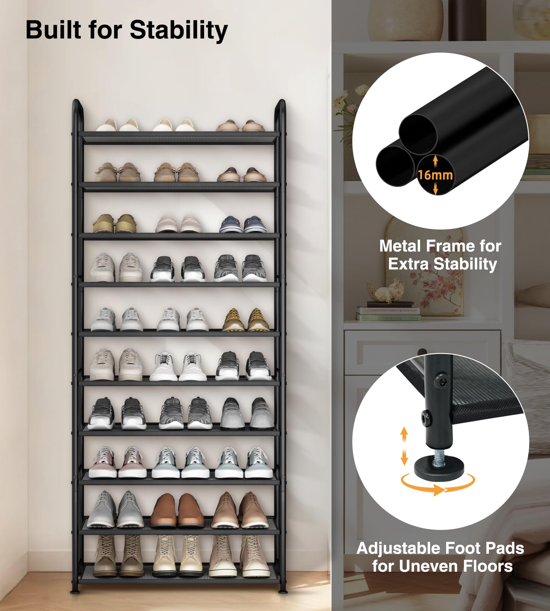 STO STO 10-Tier easy-clean vinyl mesh resists wear and cleans quickly.