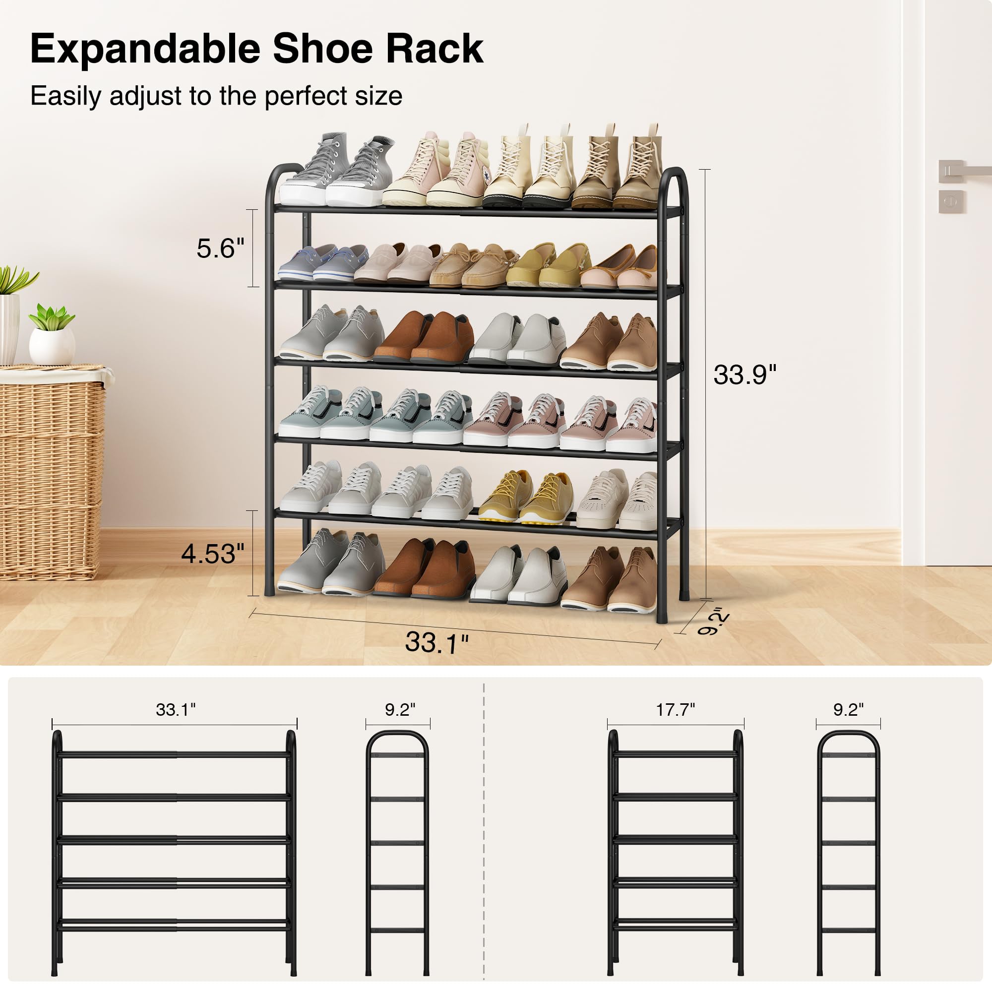 STO STO Expandable Shoe Rack arched handles aid easy movement
