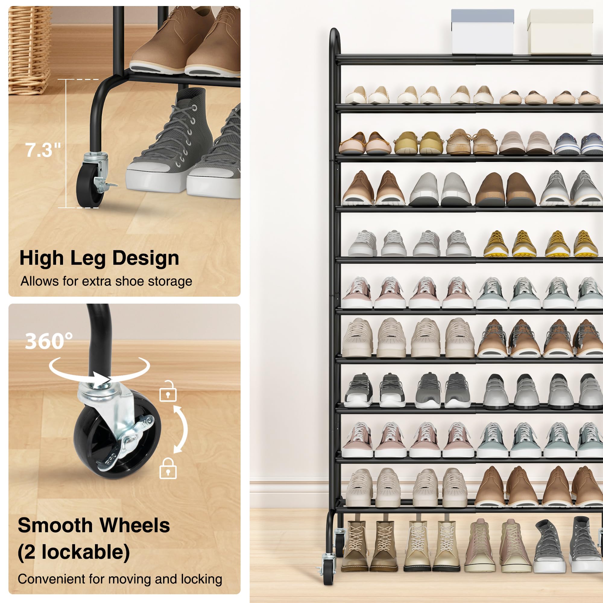 STO STO Expandable Shoe Rack boot space with two tiers removed for boots
