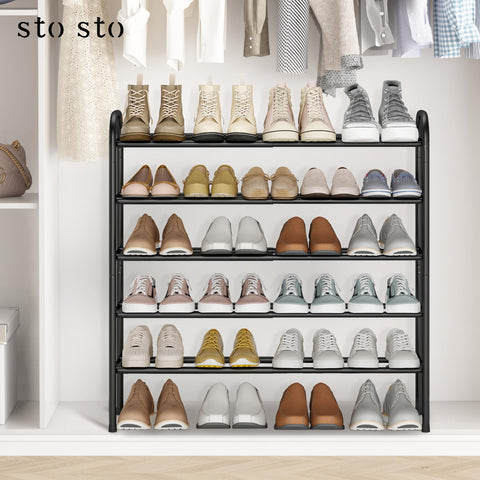 STO STO Expandable Shoe Rack fits entryways and closets with modern style