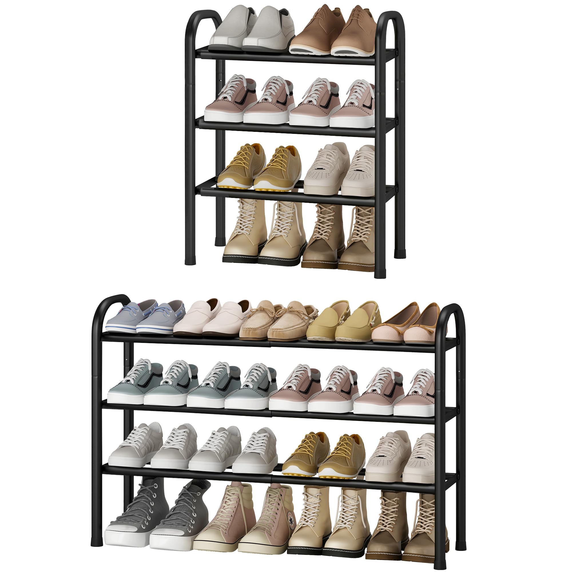STO STO Expandable Shoe Rack full-length view shows adjustable length for space-saving closets
