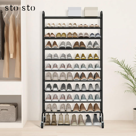 STO STO Expandable Shoe Rack side view highlighting slim profile and multi-tier design
