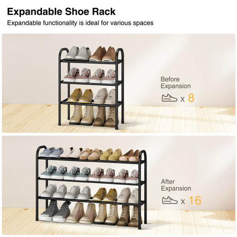 STO STO Expandable Shoe Rack under-shelf view highlights vertical storage option