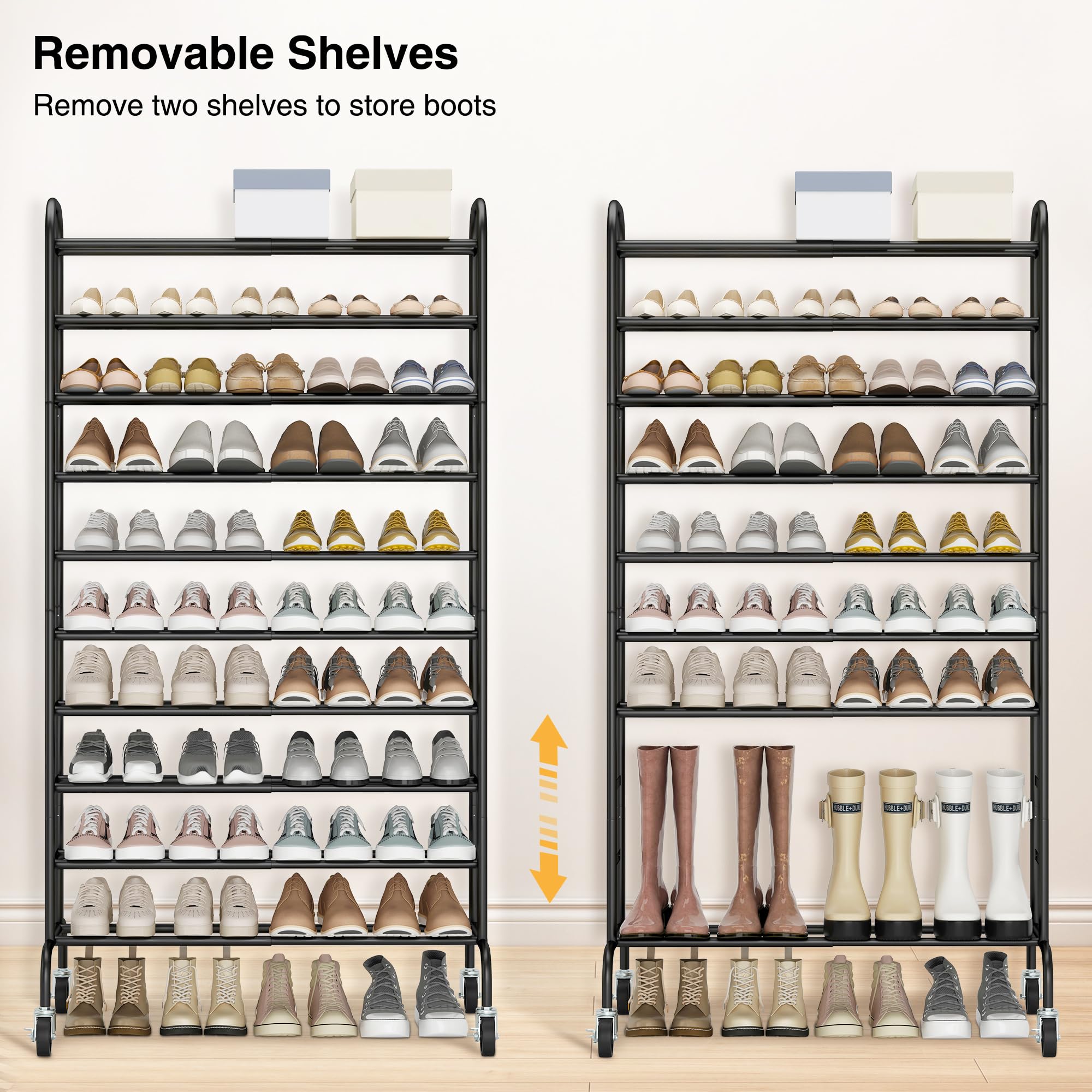 STO STO Expandable Shoe Rack with wheels and brakes ready for easy movement