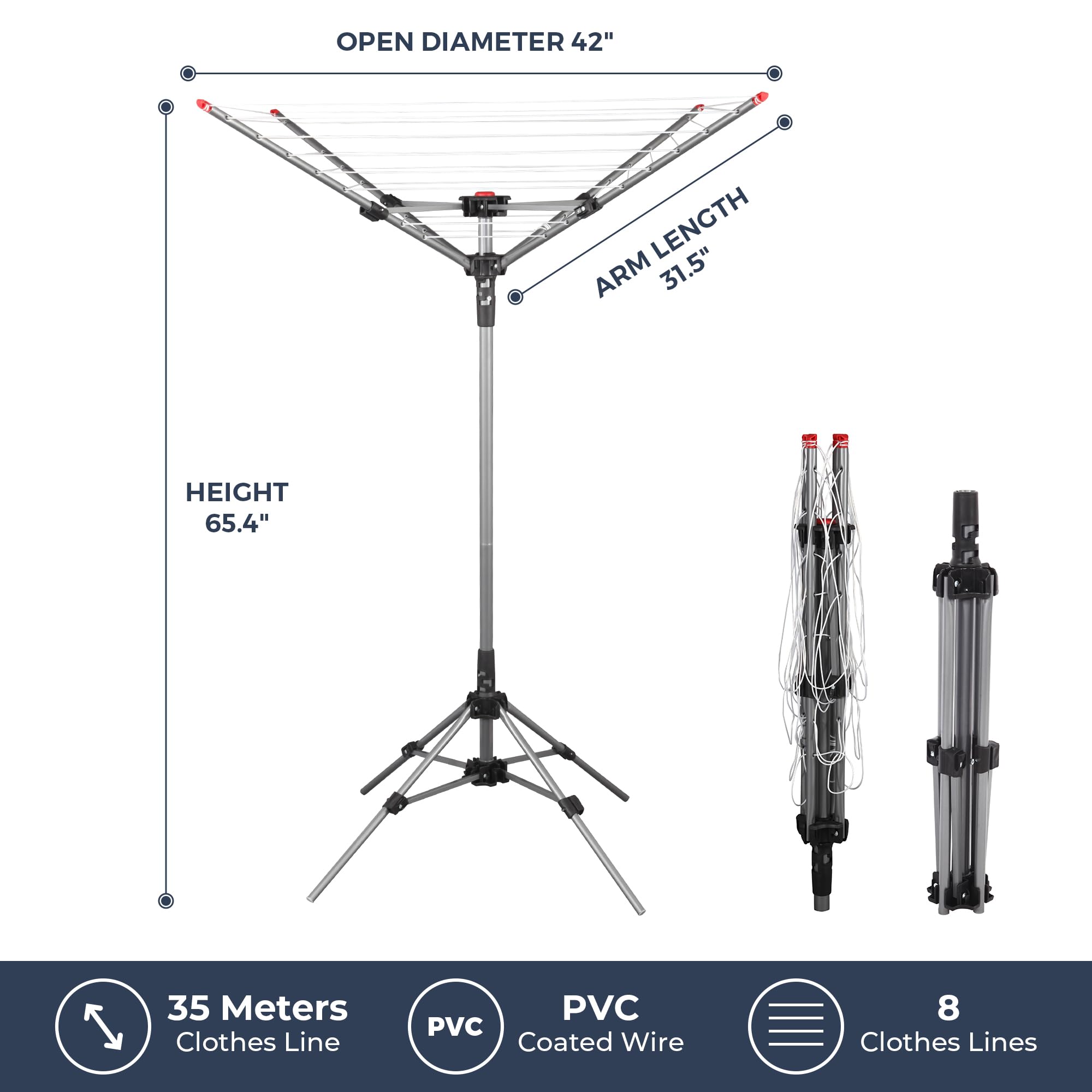 STO STO freestanding-base design offers stable setup and tool-free assembly.