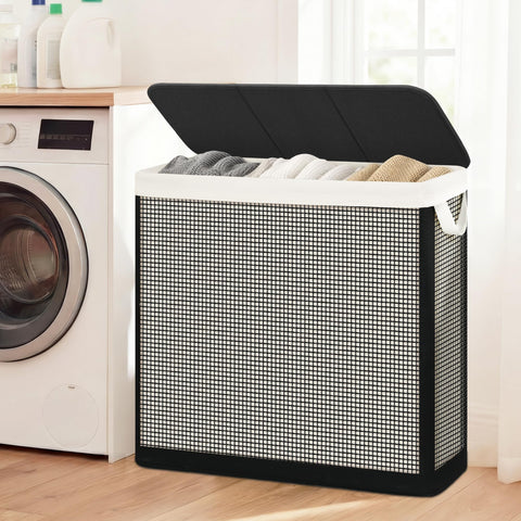 STO STO 180L capacity hamper highlights spacious bin for towels and bedding storage.